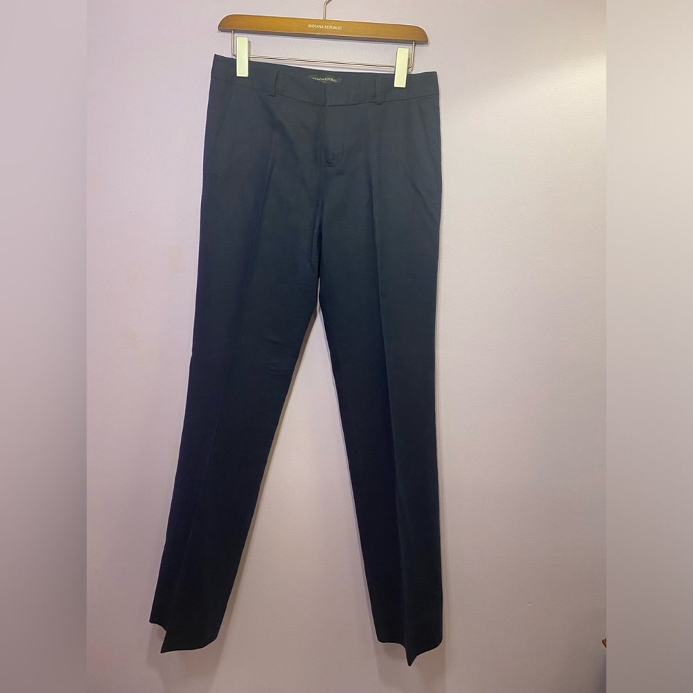 Banana Republic Martin Fit linen blend pants size 2 navy blue